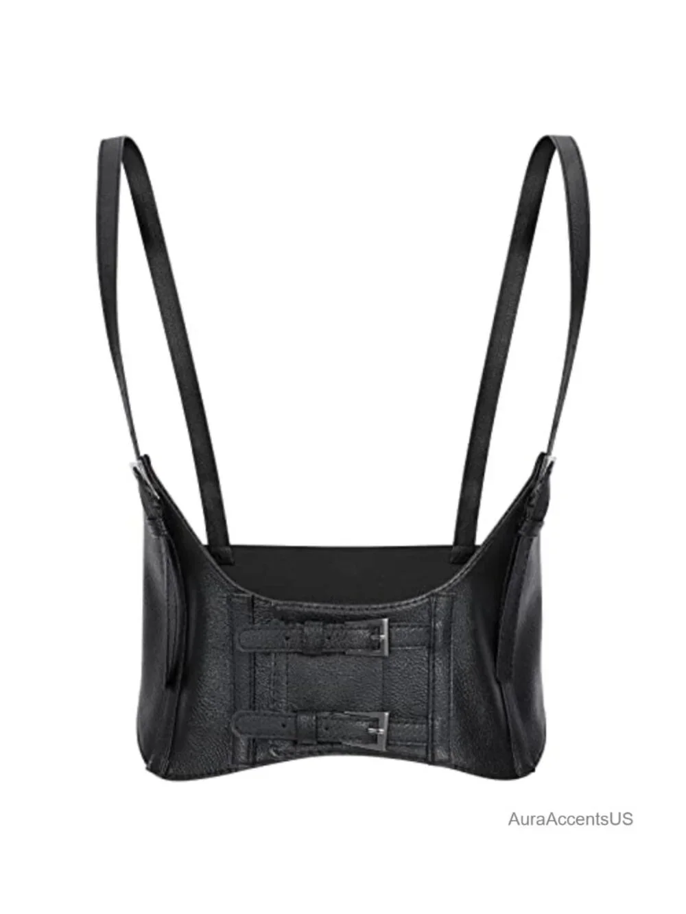 Faux Leather Steampunk Underbust Corset Waist Belt with Hook and Loop Closure